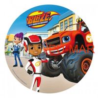 Opłatek na tort Urodziny Blaze Mega Maszyny Tekst Gratis Gruby 20 cm