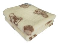 koc wełniany merynos australijski, wzór misie 160x200 (+-5cm)