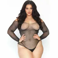 leg avenue bodystocking kabaretkowy z kryształkami, czarny 1x-2x