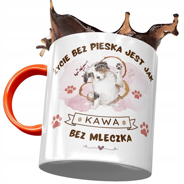 Kubek Pomarańczowy Z Pieskiem Psem Słodki Prezent Z Nadrukiem Ze Zdjęciem zdjęcie 1