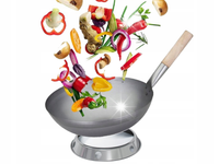 2w1 HQ WOK CHIŃSKI PATELNIA KUTA STALOWA 38CM + PIERŚCIEŃ PODSTAWKA DO WOKA
