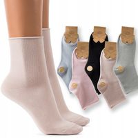 5x BAWEŁNIANE Skarpetki Damskie eleganckie pastelowe BEZUCISKOWE skarpety