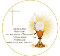 Opłatek na tort Tort Pierwsza Komunia Święta Komunijny Biblia Hostia Tekst