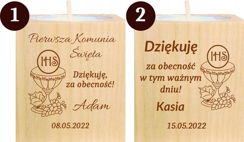 Podziękowanie dla Gości Komunia Chrzest piękny świecznik 10 szt grawer na Arena.pl