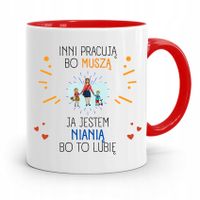 Dla Niani Opiekunki Kubek Czerwony Na Prezent Z Nadrukiem Ze Zdjęciem