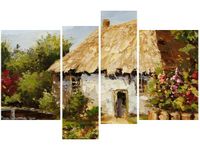 130CM 85 OBRAZ 4 ELEM WIEJSKI DOMEK ŚCIENNY