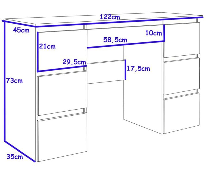biurko MEGAN B3 BIAŁE FRONTY POŁYSK szkolne dla dziecka