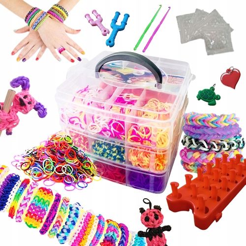 MEGA ZESTAW GUMKI DO ROBIENIA BRANSOLETEK XXL W KUFERKU DUŻY NA PREZENT DIY na Arena.pl