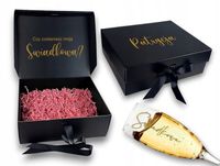 Pudełko box czy zostaniesz ŚWIADKOWĄ prośba czarne prezent + KIELISZEK