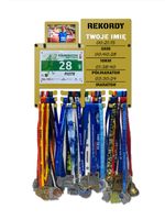 Wieszak na medale i numery startowe z ramką REKORDY RUN twoje imię 9.1