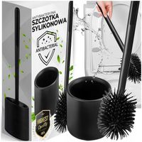 SZCZOTKA DO WC SILIKONOWA TOALETOWA DO ŁAZIENKI TOALETY CZARNA + STOJAK
