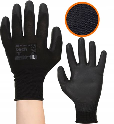 rękawice robocze mercator tech black+black pu - l - 1 para na Arena.pl