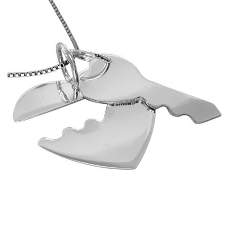 SREBRNY WISIOREK DLA DWOJGA SERCE Z KLUCZYKIEM PRÓBA SREBRA 925 GRAWER GRATIS zdjęcie 2