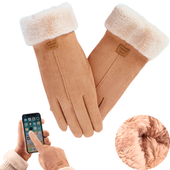 RĘKAWICZKI DAMSKIE DOTYKOWE OCIEPLANE Z FUTERKIEM