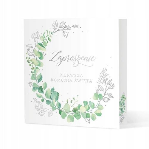 ZAPROSZENIA NA KOMUNIE komunijne + KOPERTY białe eukaliptus dla gości 10szt na Arena.pl