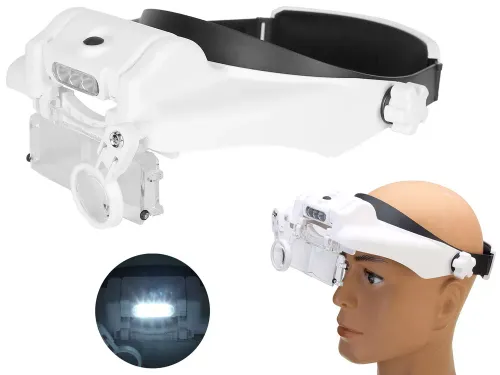Lupa nagłowna czołowa okulary 3 led soczewki 13x na Arena.pl