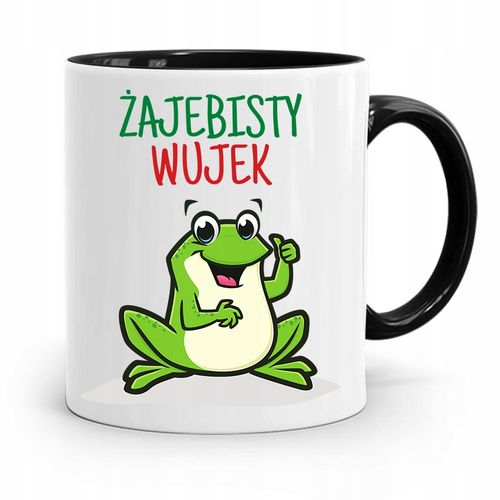 Kubek Czarny Prezent Dla Wujka Żajebisty Wujek Z Nadrukiem Ze Zdjęciem na Arena.pl