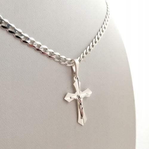 SREBRNY ŁAŃCUSZEK PANCERKA+KRZYŻYK 925+GRAWER DLA CHŁOPCA NA CHRZEST ROCZEK na Arena.pl