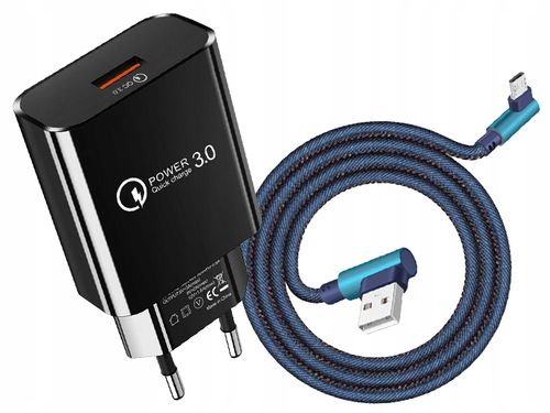 ŁADOWARKA SIECIOWA QC KABEL MICRO USB KĄTOWY 2M na Arena.pl