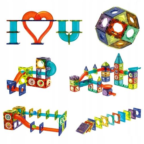 Klocki magnetyczne tor kulkowy zestaw 110 elementów na Arena.pl