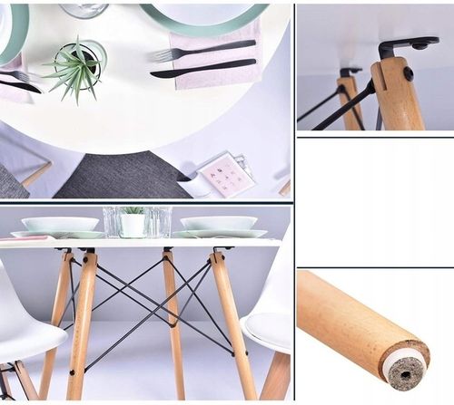 STÓŁ OKRĄGŁY DSW SKANDYNAWSKI STYL BIAŁY 80x75 na Arena.pl