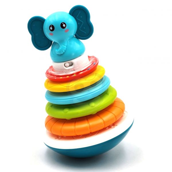 WOOPIE BABY Piramida Wieża Interaktywna Słonik z Obręczami Grzechotka zdjęcie 8
