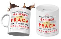 Dla Gamera Zestaw Kubek + Skarbonka Na Prezent Z Nadrukiem Ze Zdjęciem
