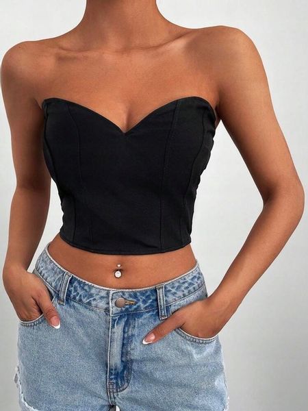 SHEIN CZARNY TOP ODKRYTE PLECY (M) zdjęcie 1