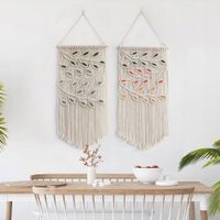 2x Makrama, ozdoba na ścianę, liście, szykowny gobelin boho 40 x 80 cm