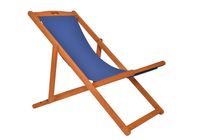 Rattanland - Leżak premium (niebieski) z drewna eukaliptusowego (FCS)