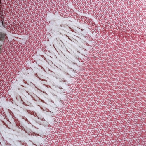 koc bawełniany 150x200 scotch przeplatany czerwony na Arena.pl