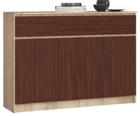 KOMODA K 140 cm 3 DRZWI 3 SZUFLADY SONOMA / WENGE