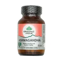 Preparat ziołowy Ashwagandha zmniejsza stres Organic India 60 kapsułek
