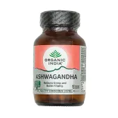 Preparat ziołowy Ashwagandha zmniejsza stres Organic India 60 kapsułek