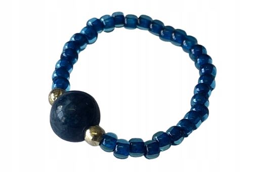 PIERŚCIONEK Z AGATEM TURMALINOWYM KORALIKI INDYGO na Arena.pl