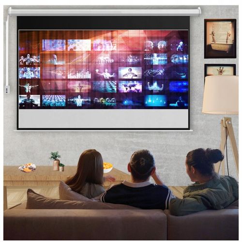 EKRAN PROJEKCYJNY ŚCIENNY RZUTNIKA ELEKTRYCZNY AUTOMATYCZNY PILOT 100 na Arena.pl