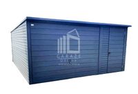 GARAŻ BLASZANY 4,5m x 6m poziom - spad tył Brama - antracyt grafit - dodatkowe drzwi 4,5x6