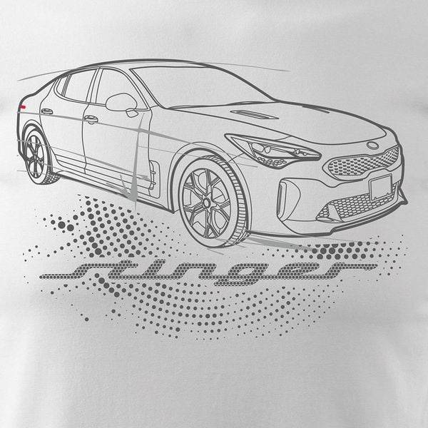 Koszulka z samochodem Kia Stinger męska biała REGULAR M zdjęcie 2