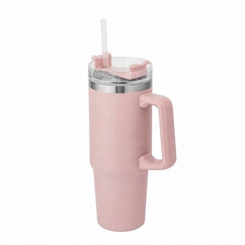 Kubek termiczny do samochodu z uchwytem i słomką Altom Design różowy 880 ml na Arena.pl