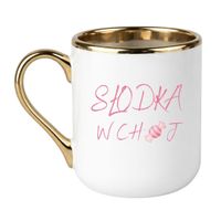 KUBEK "SŁODKA W CHUJ" Wzór - Elegant Biało-Złoty 330 ml