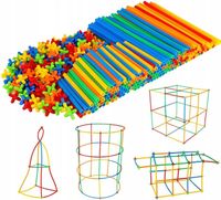 KLOCKI SŁOMKI KONSTRUKCYJNE RURKI PATYCZKI 800 el. KREATYWNE BUDOWANIE