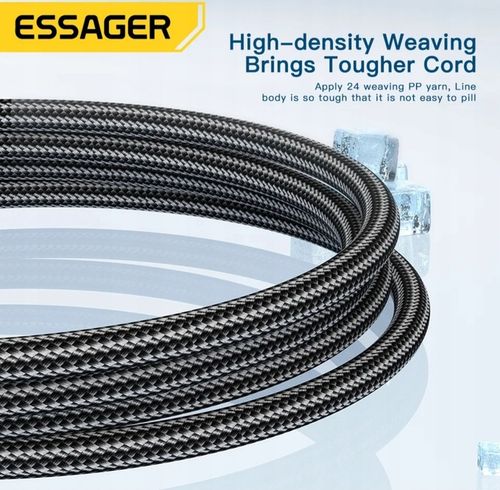 Kabel 2 metry czarny Essager USB A do USB-C 6A SZYBKIE ŁADOWANIE 120W 6A 2M na Arena.pl