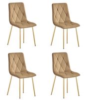 Krzesło tapicerowane brązowe welur LIBRA nogi złote do kuchni jadalni x4