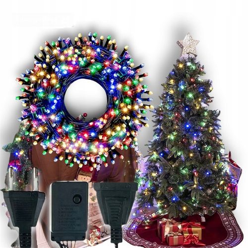 LAMPKI CHOINKOWE ŚWIATEŁKA 300LED WIELOKOLOROWE WEWNĘTRZNE ZEWNĘTRZNE na Arena.pl