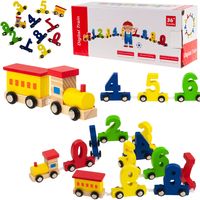 Drewniana kolejka lokomotywa pociąg nauka cyferki