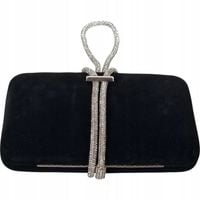 Torebka puzderko kopertówka czarna welur wizytowa wieczorowa