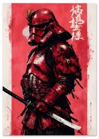 Plakat cyfrowy do wydruku czerwony samuraj