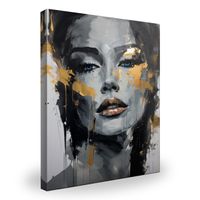 Obraz Do Sypialni Złoty PORTRET Kobieca Twarz Glamour 120cm x 160cm