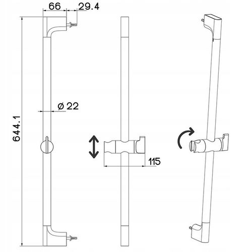 DRĄŻEK PRYSZNICOWY premium UCHWYT regulowany ECOVAND MAXI 65cm na Arena.pl