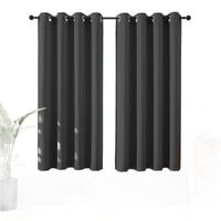 Zestaw 2 Zasłon Zaciemniających Termicznych 132x158cm Ciemnoszare Oczka